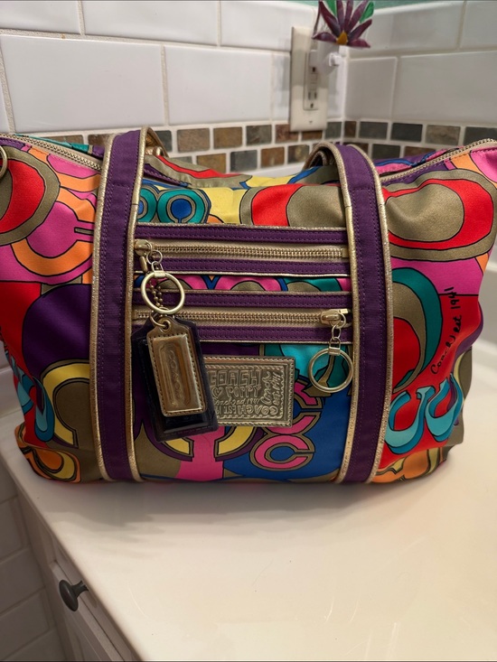 Coach Handbags - Coach Poppy Signature Glam Pop Art Tote Bag